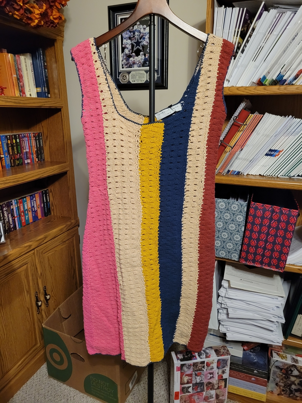 Multicolor Crochet Midi Dress - Pink, Cream, Mustard, Navy, Rust